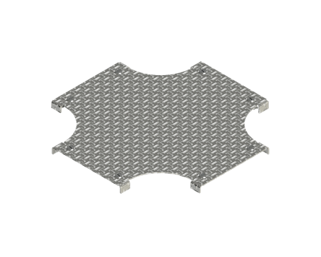 C5 Walkable cover for horizontal cross 3+2 thk Checker Plate b.100 AL