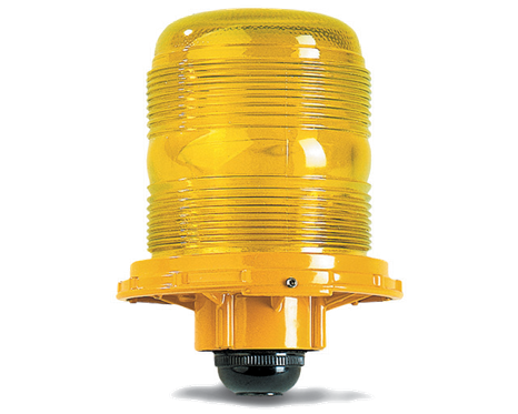 Signal system for 360° illumination-Tempered glass yellow